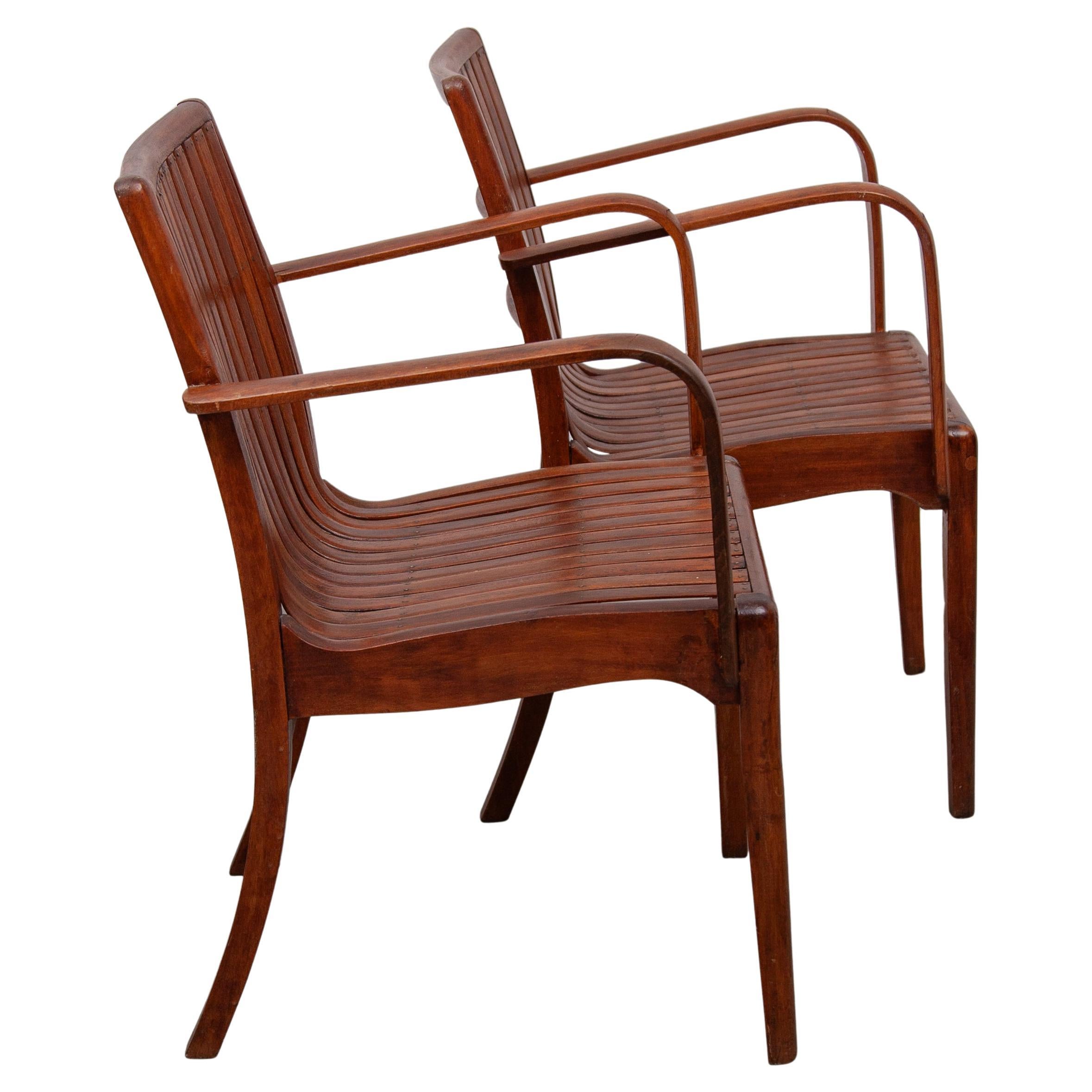 Fauteuil à lattes Art Nouveau conçu par Thonet