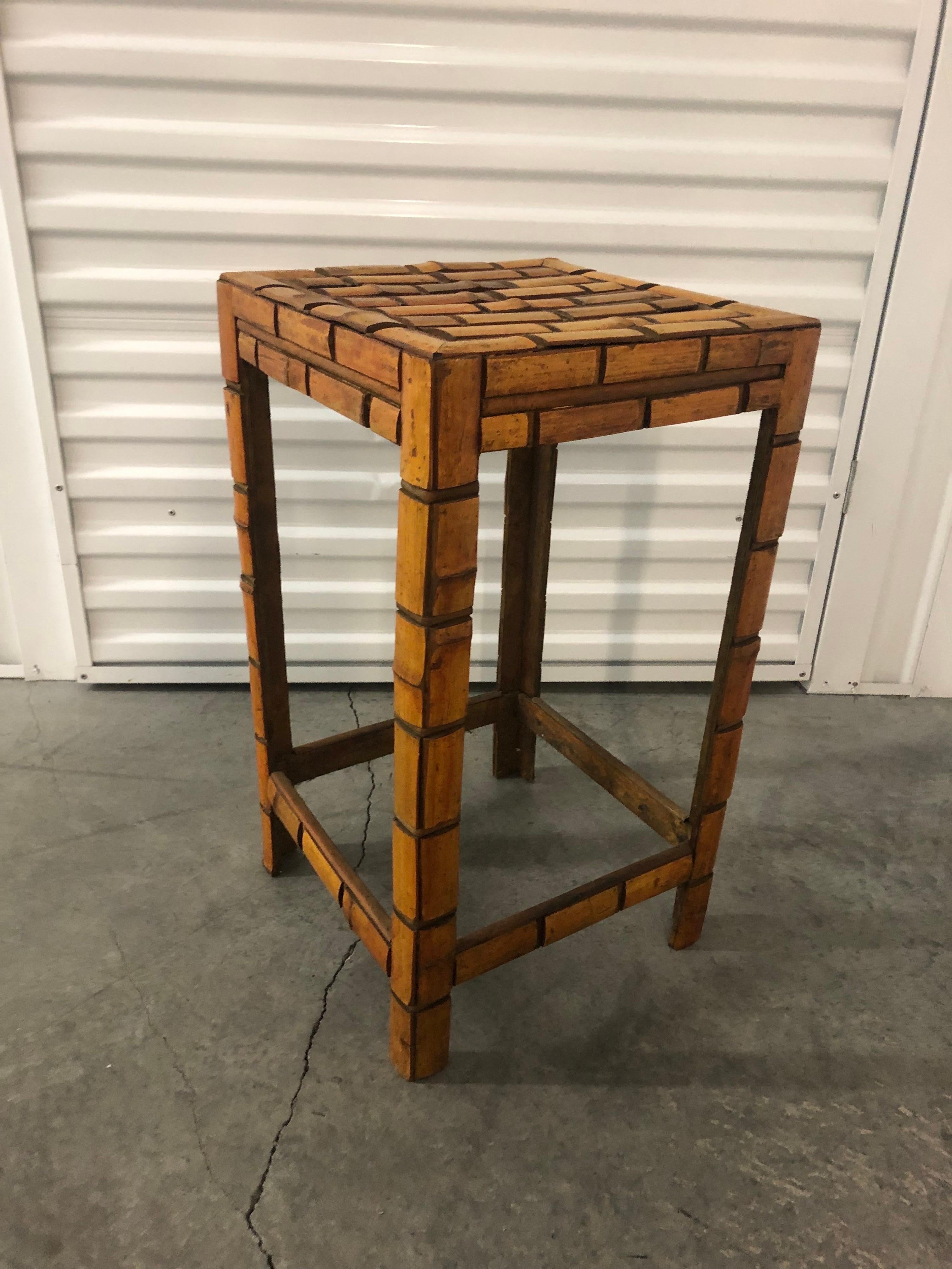Slatted Asian bamboo side table or stand.
Size: 14.5