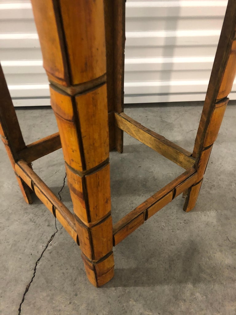 Slatted Asian Bamboo Side Table or Stand For Sale at 1stDibs