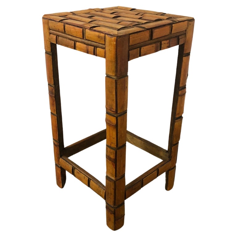Slatted Asian Bamboo Side Table or Stand For Sale at 1stDibs