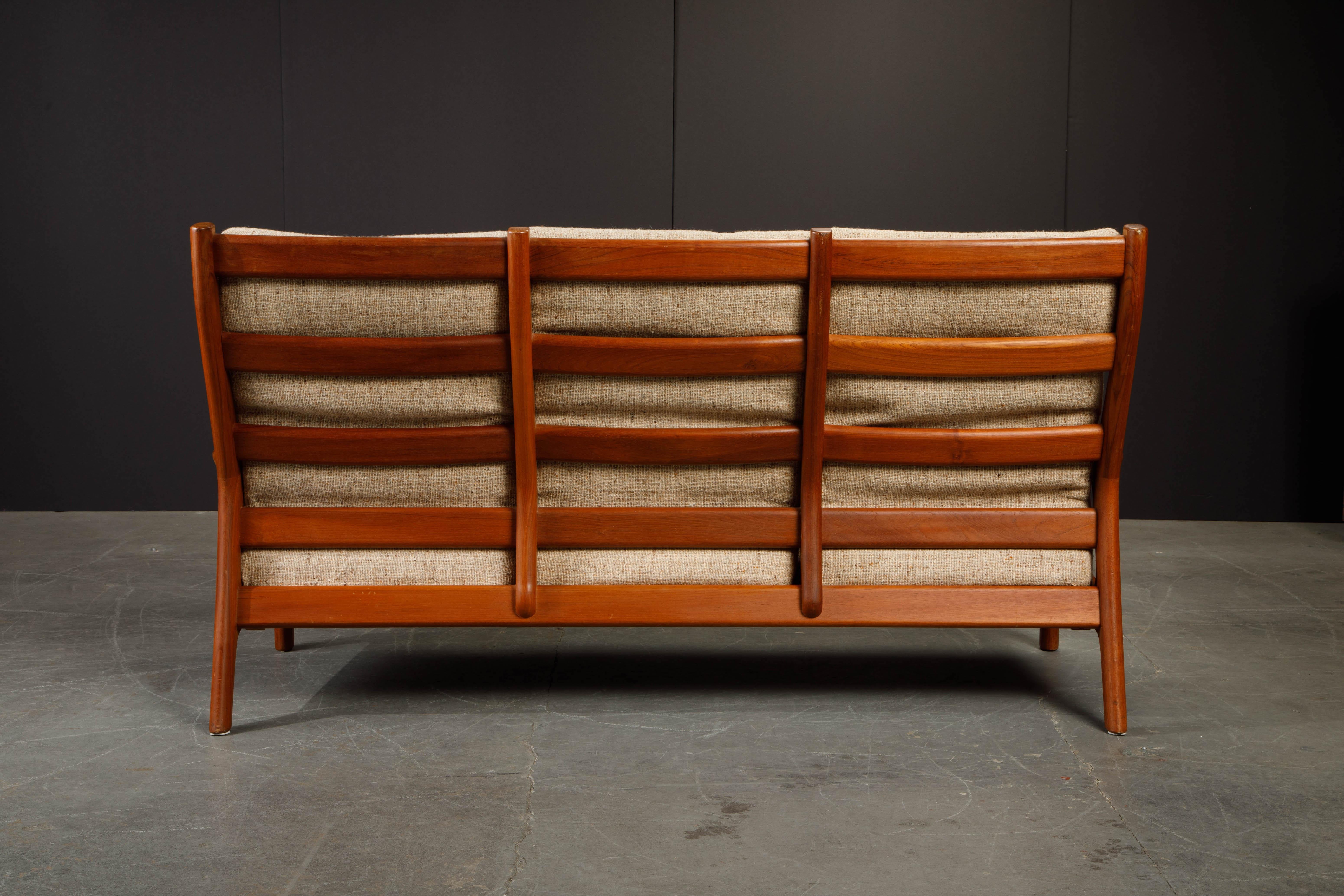 Late 20th Century Slatted Back Danish Mid-Century Modern Highback Solid Teak Sofa, 1970s Denmark