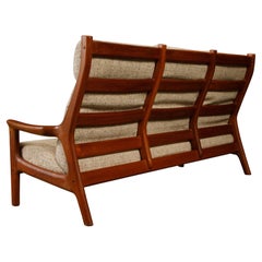 Slatted Back Danish Mid-Century Modern Highback Solid Teak Sofa, 1970s Denmark