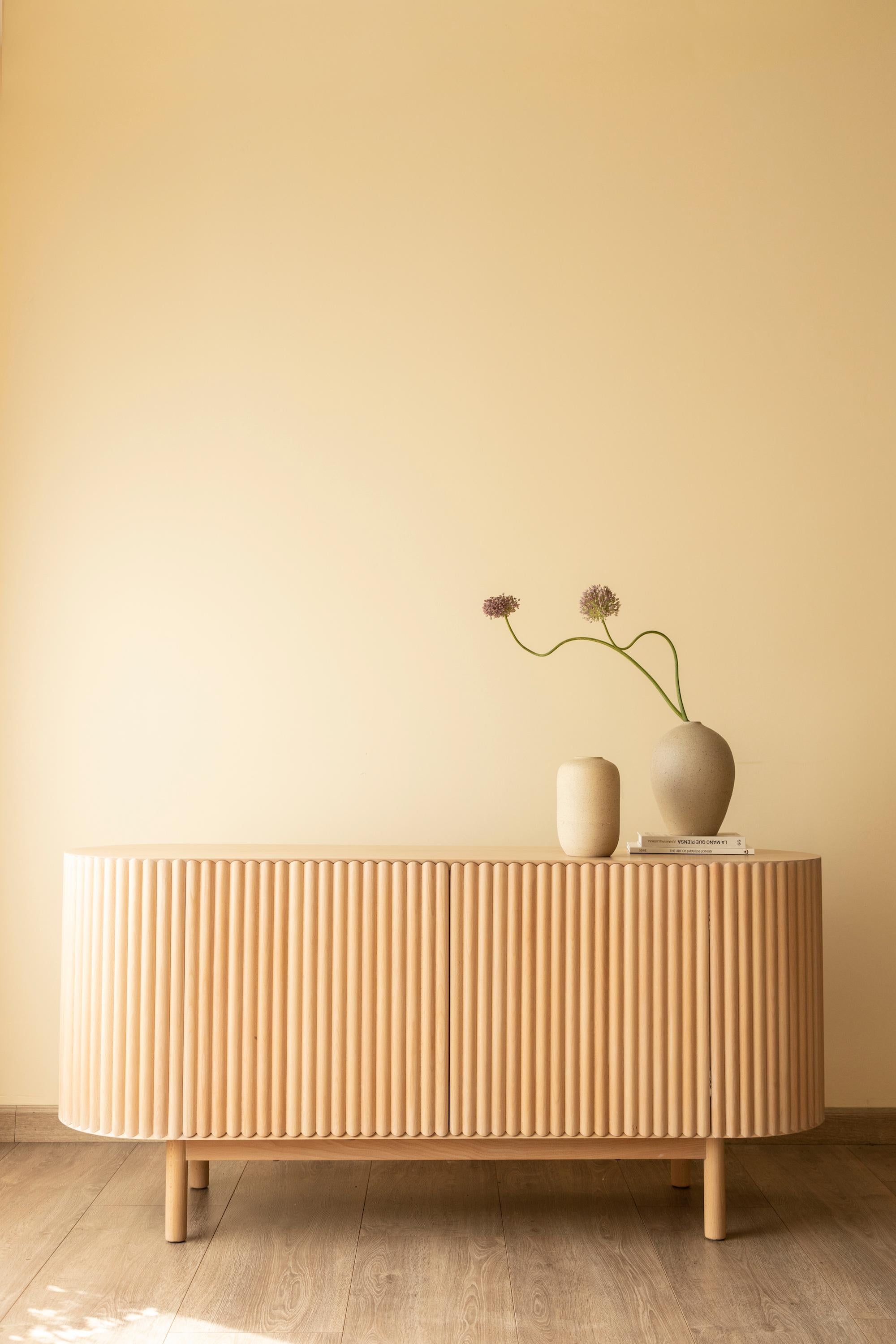 Slatted Beech Wood Rima Credenza by Peca, Customizable For Sale 2