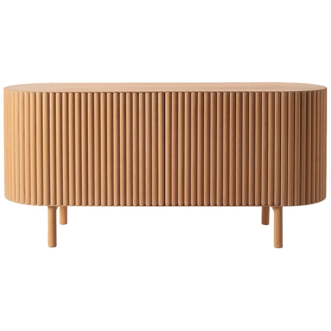Slatted Beech Wood Rima Credenza by Peca, Customizable For Sale