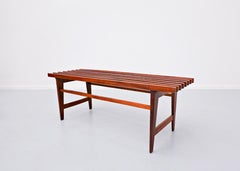 Mid-Century Modern Slatted Bench, Teak, Italy, 1960s