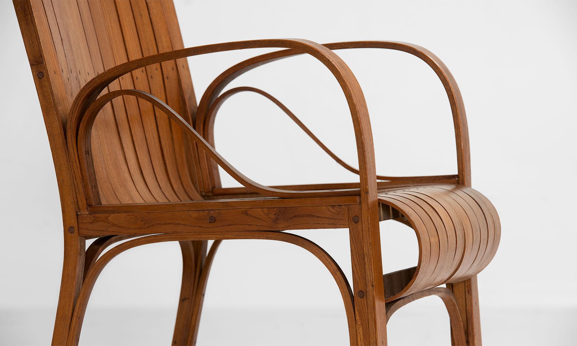 Slatted Bentwood Armchair, France, circa 1950 In Good Condition In Culver City, CA