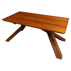 Vintage Slatted coffee table Dominique Zimbacca by Pierre Chapo 1970