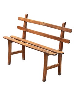 Slatted Garden Bench or Seat of Cherry Wood from France