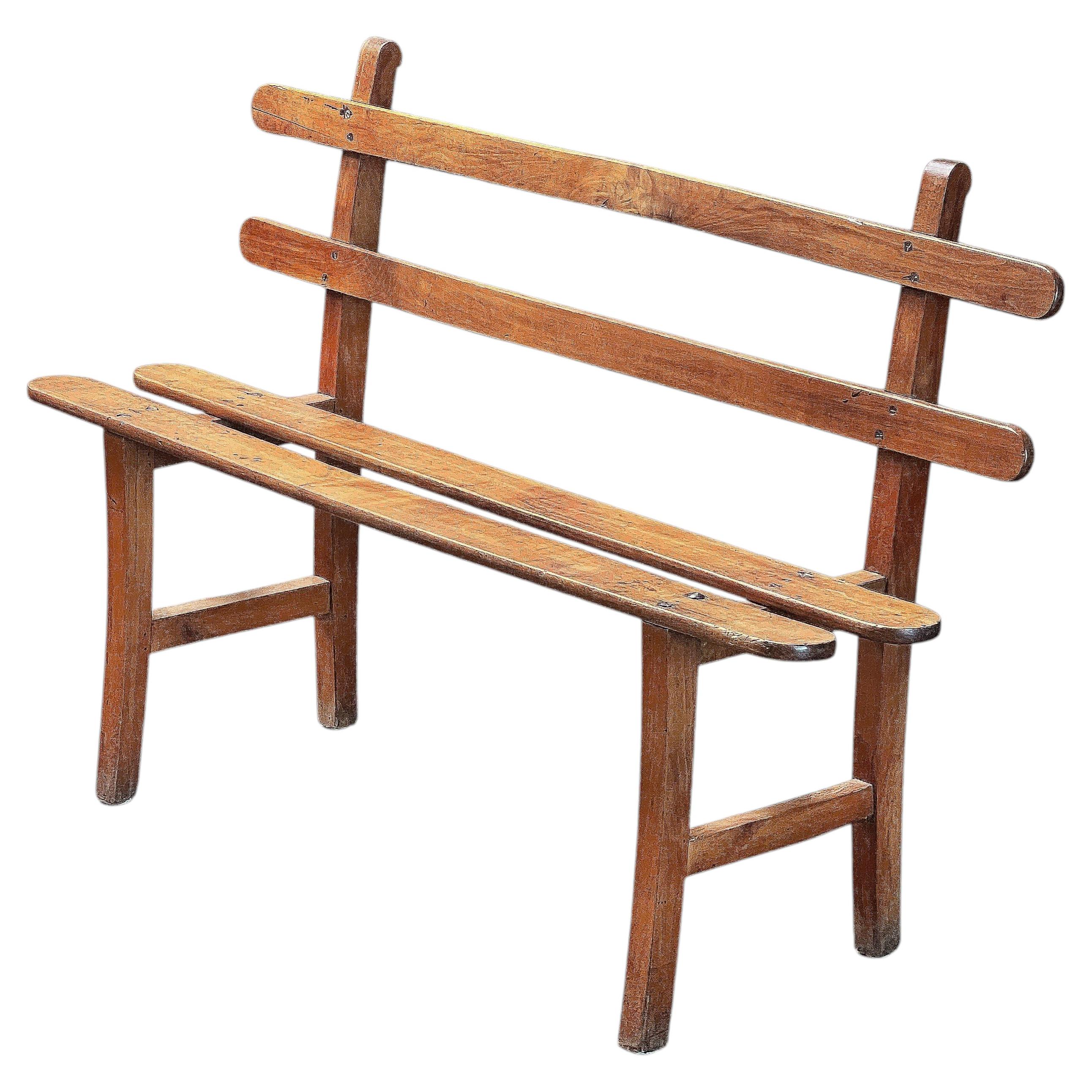 Slatted Garden Bench or Seat of Cherry Wood from France