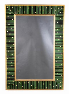 Slatted Green and Smoked Glass Venetian Mirror