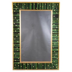 Vintage Slatted Green and Smoked Glass Venetian Mirror