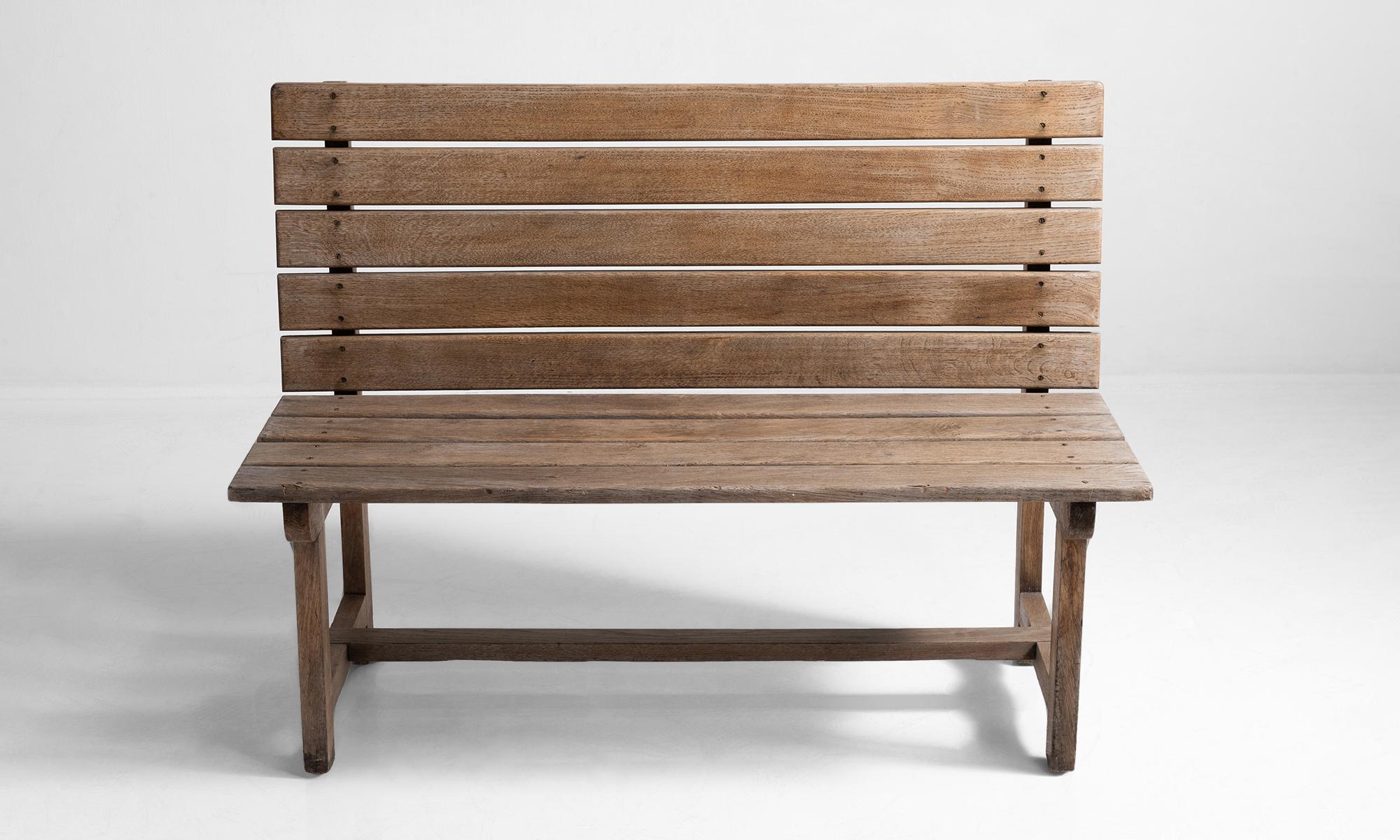 Slatted Oak Railway Bench In Good Condition In Culver City, CA