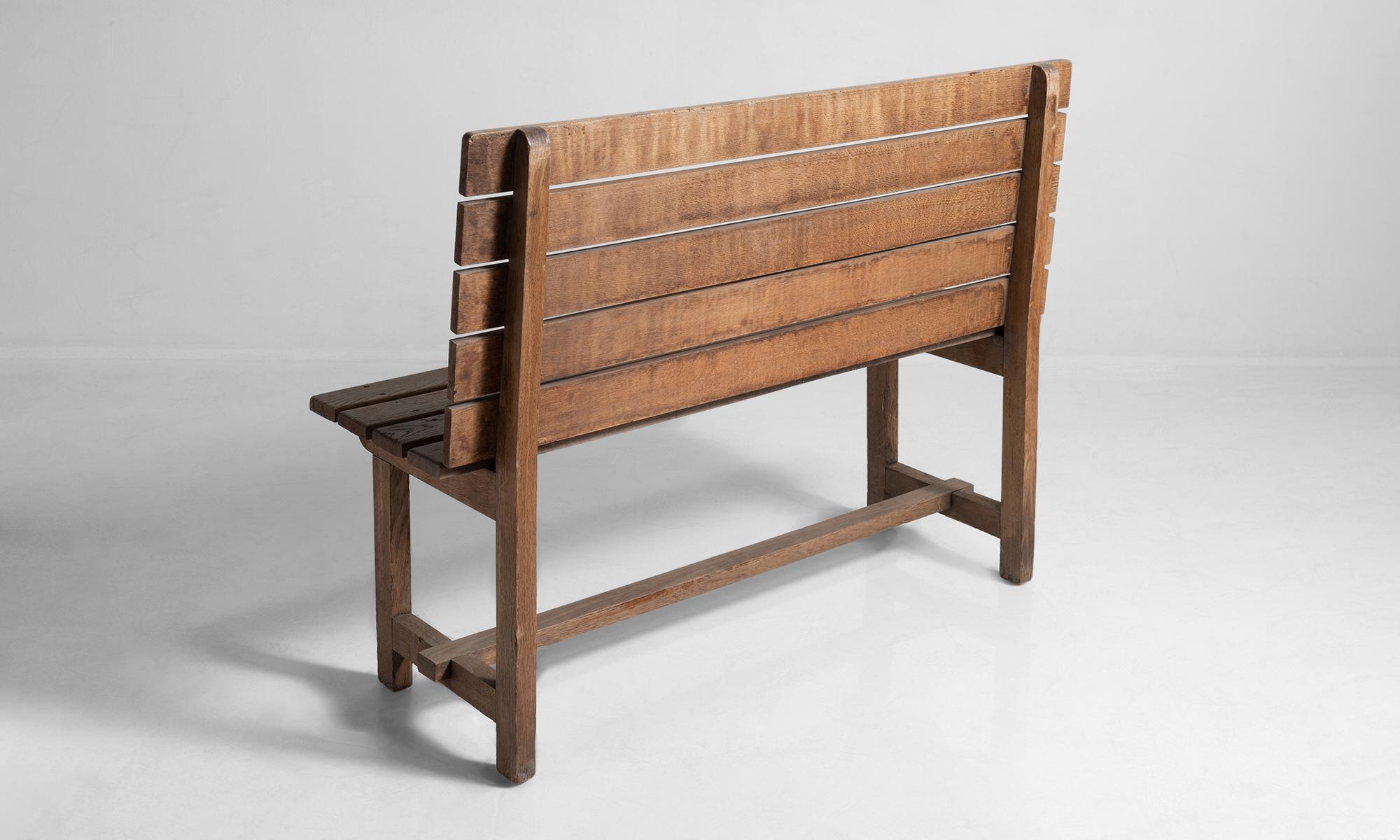 20th Century Slatted Oak Railway Bench