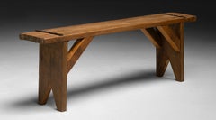 Slatted Pine Bench, England, 1950