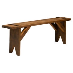 Slatted Pine Bench, England, 1950