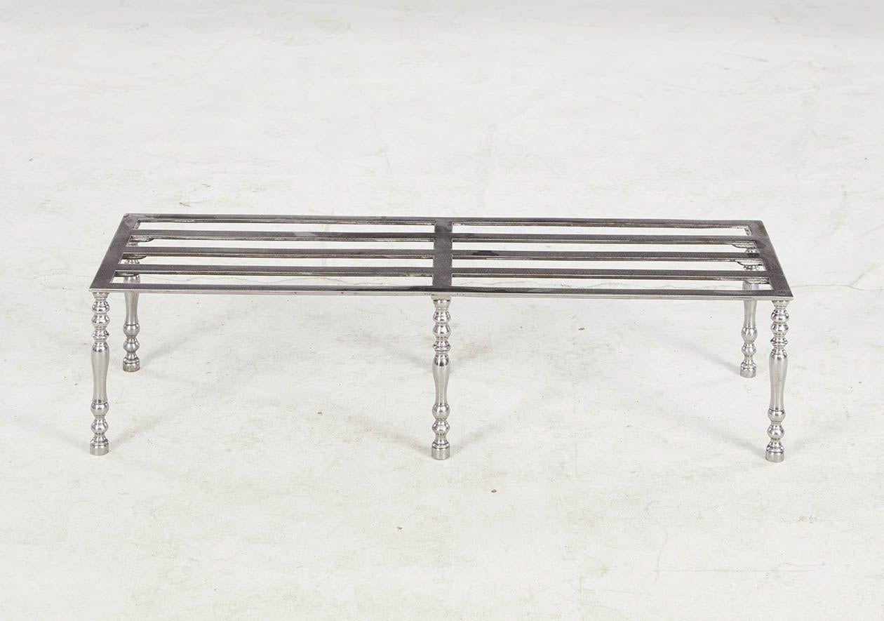 English Slatted Six Leg Steel Luggage Stand For Sale
