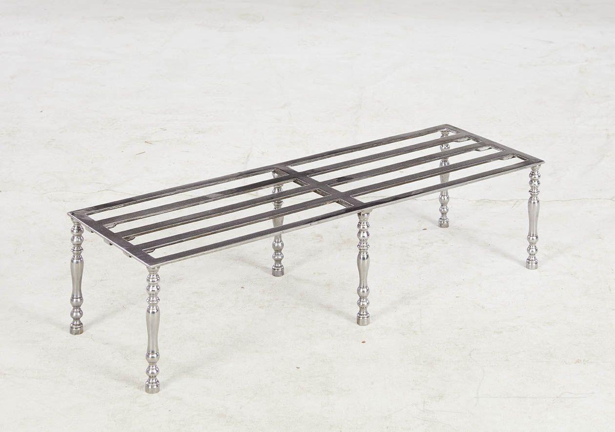 Polished Slatted Six Leg Steel Luggage Stand For Sale