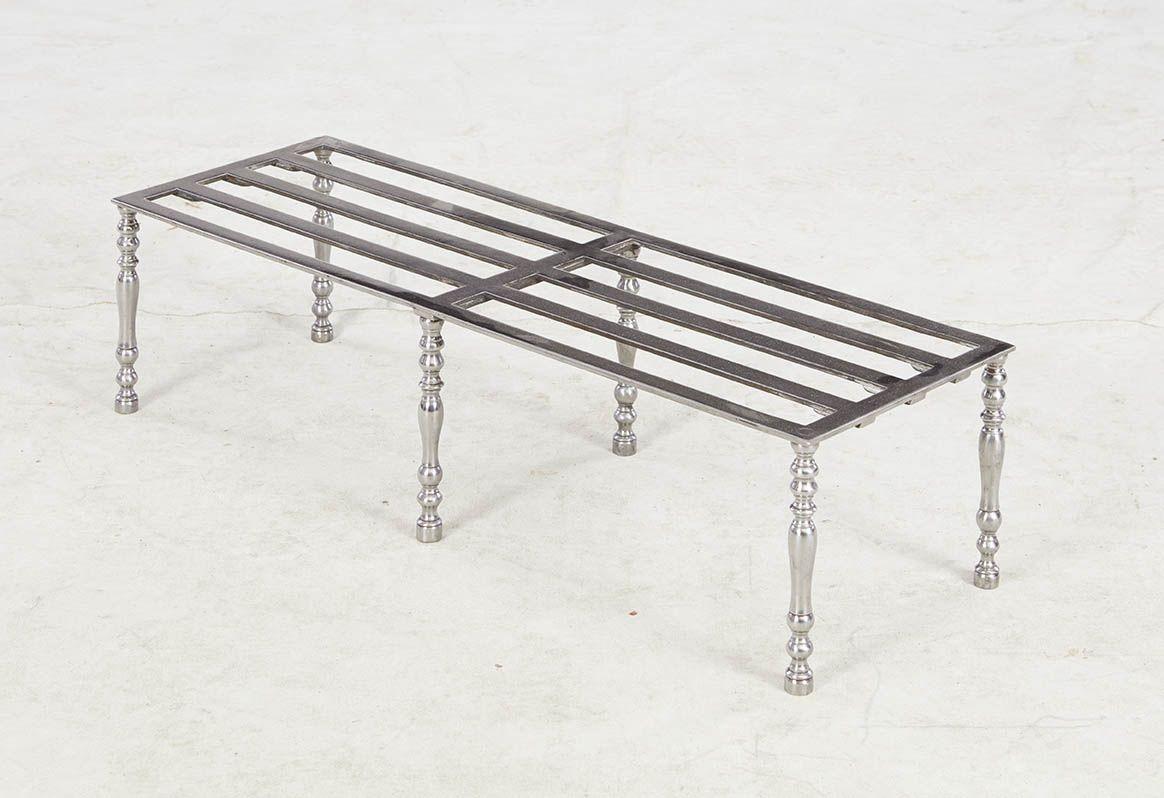 Slatted Six Leg Steel Luggage Stand In Good Condition For Sale In Greenwich, CT
