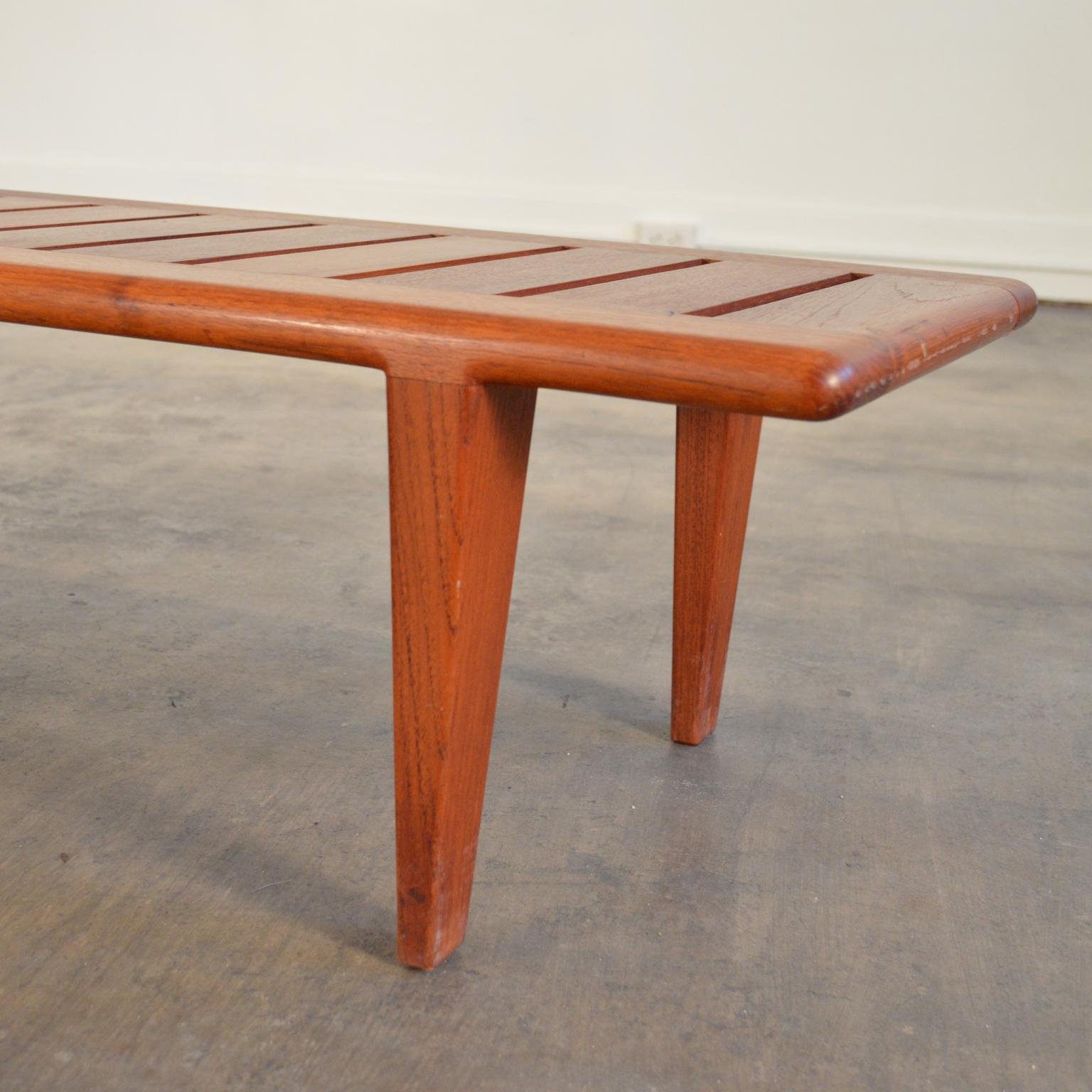 Hans Wegner Large Slatted Teak Bench for Johannes Hansen 1
