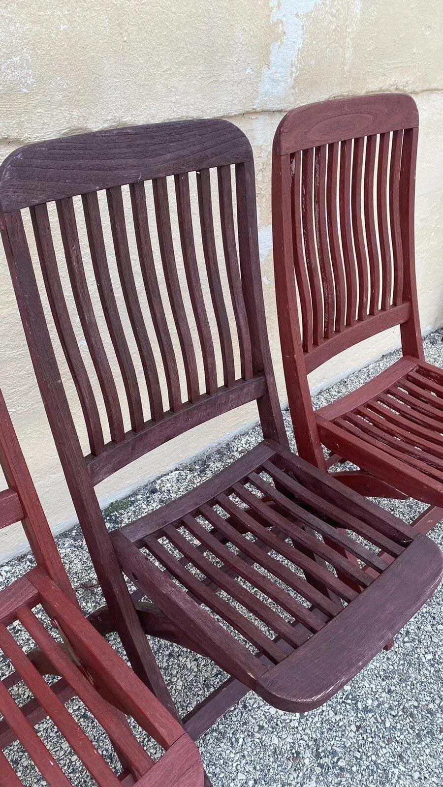 Sedie pieghevoli da giardino in legno di teak a doghe di Outdoor Classics - Set da 4 in vendita 4