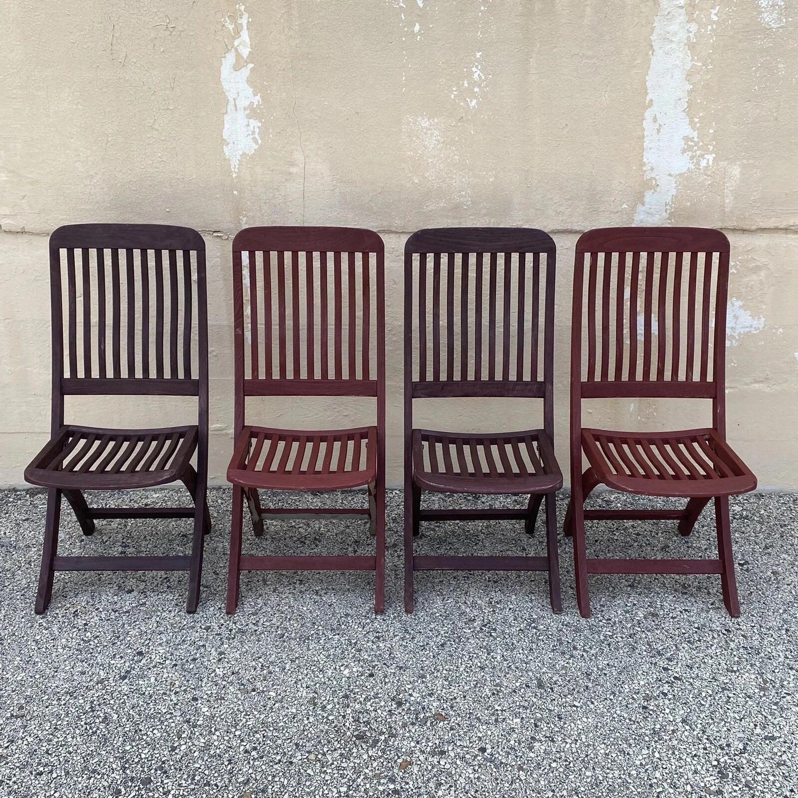 Sedie pieghevoli da giardino in legno di teak a doghe di Outdoor Classics - Set da 4 in vendita 5