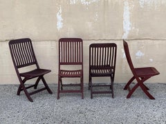 Slatted Teak Wood Garden Patio Folding Chairs by Outdoor Classics - Set of 4