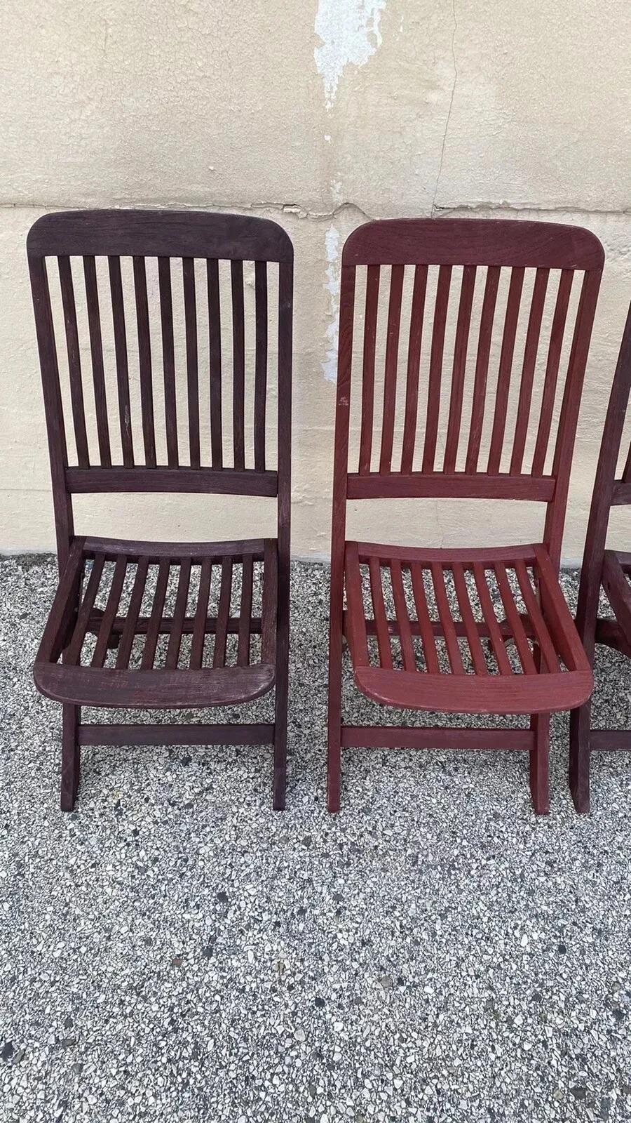 Sconosciuto Sedie pieghevoli da giardino in legno di teak a doghe di Outdoor Classics - Set da 4 in vendita