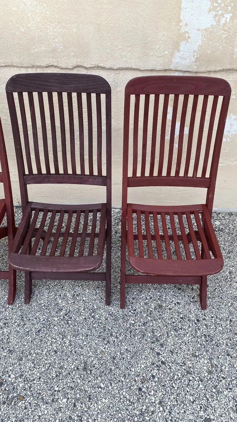 Sedie pieghevoli da giardino in legno di teak a doghe di Outdoor Classics - Set da 4 In condizioni buone in vendita a Philadelphia, PA