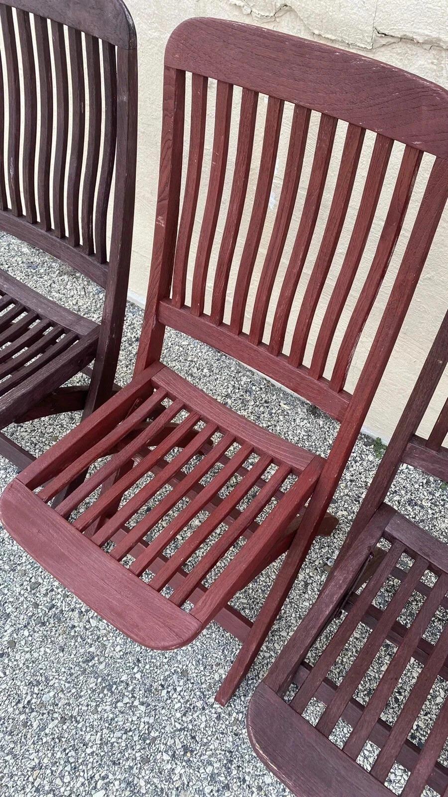 XX secolo Sedie pieghevoli da giardino in legno di teak a doghe di Outdoor Classics - Set da 4 in vendita