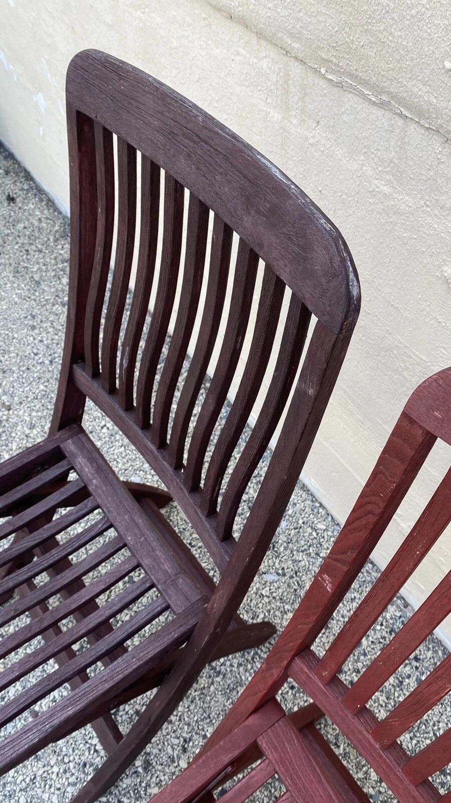 Teak Sedie pieghevoli da giardino in legno di teak a doghe di Outdoor Classics - Set da 4 in vendita