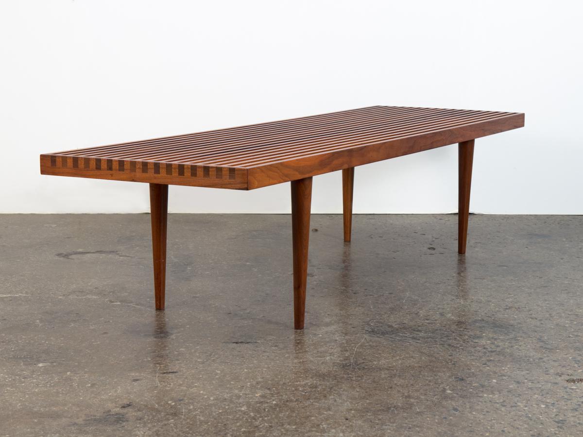 walnut slatted bench
