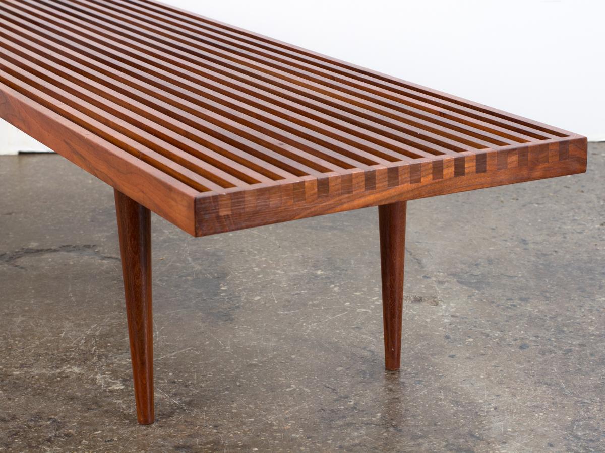American Slatted Walnut Bench by Mel Smilow