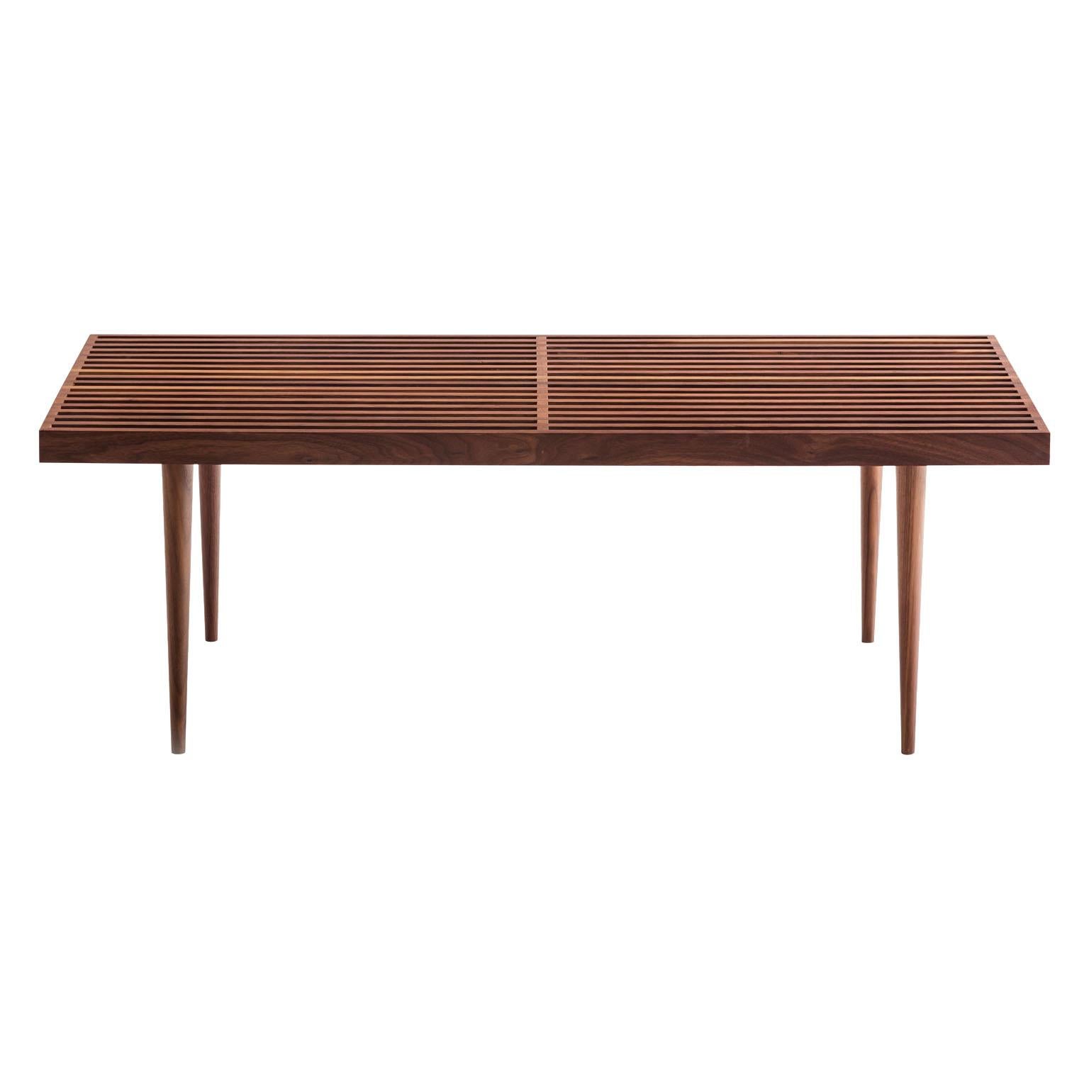 44" Slatted Walnut Bench or Coffee Table by Mel Smilow