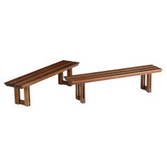Slatted Walnut Bench, England, Circa 1930