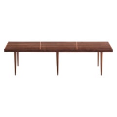 60" Slatted Walnut Bench or Coffee Table by Mel Smilow