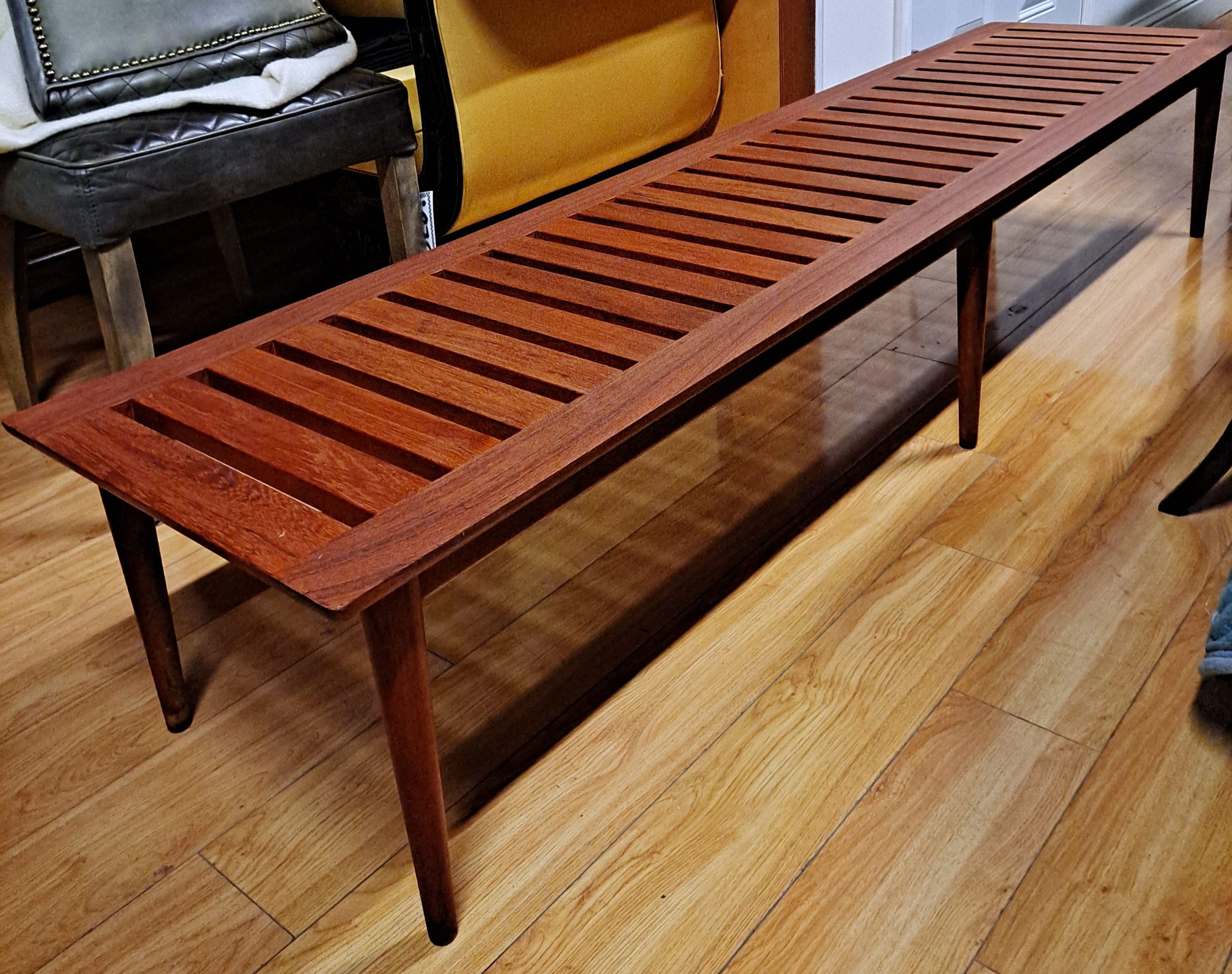 Slatted Wood Bench Table After Hans Wegner In Good Condition For Sale In San Francisco, CA
