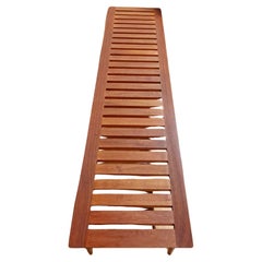 Used Slatted Wood Bench Table After Hans Wegner