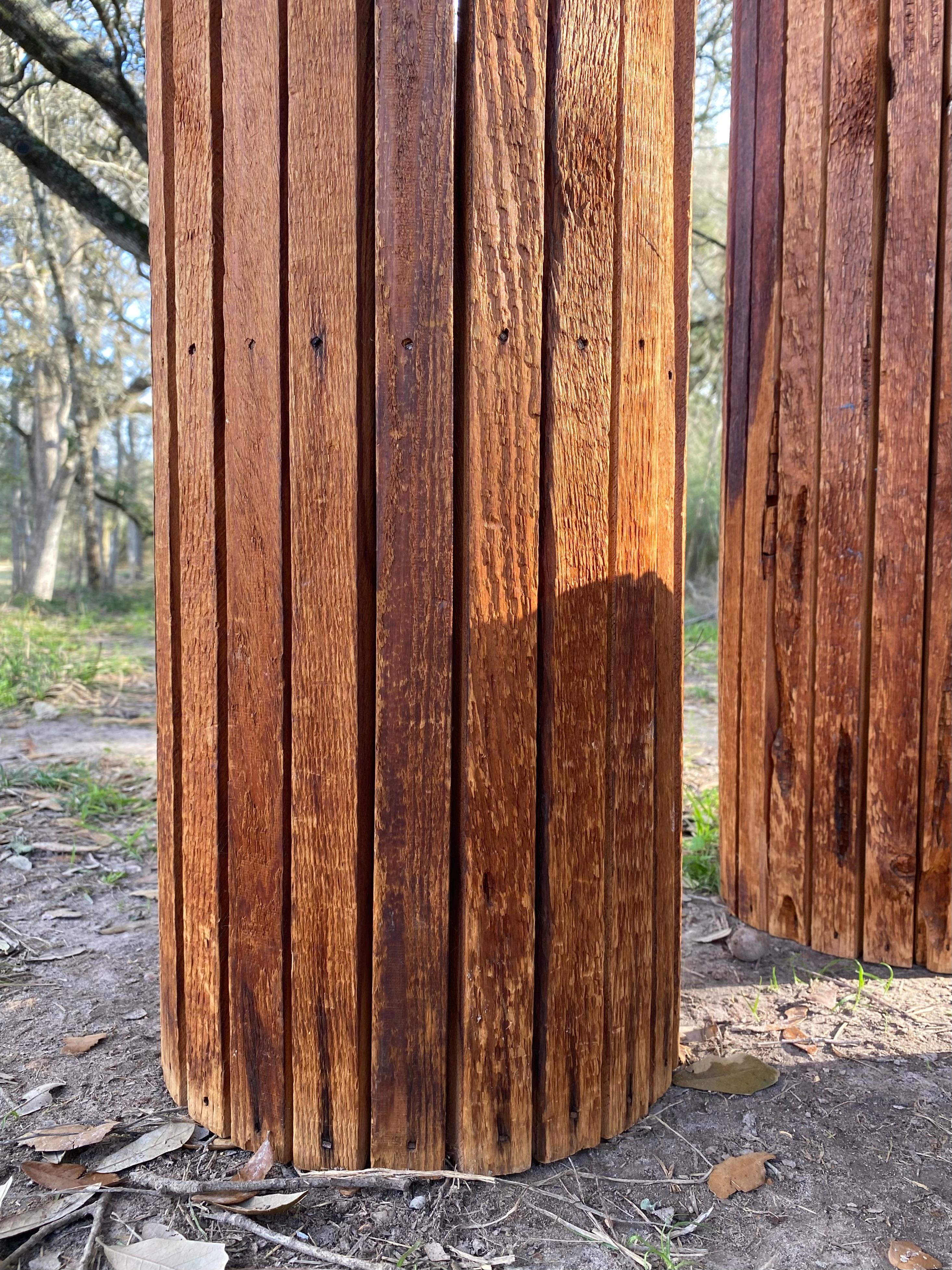 Fioriere / piedistalli in legno a doghe in stile Midcentury Modern, set da 3 in vendita 9