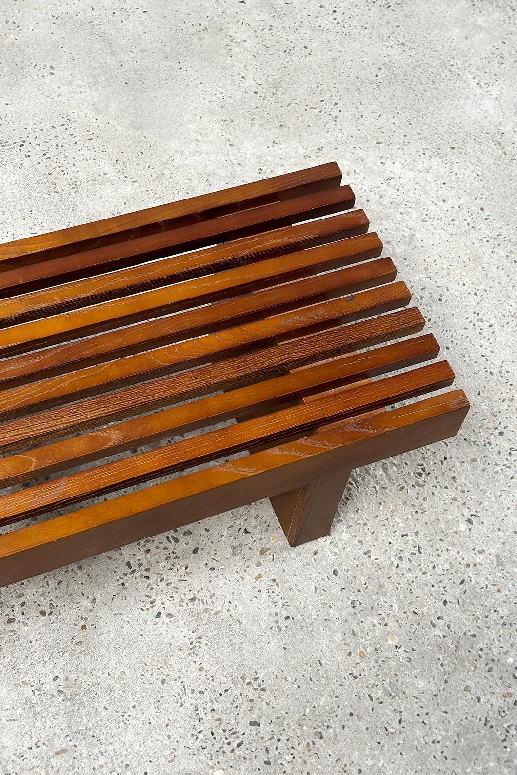 Slatted Wooden Bench or Coffee Table in the Style of Charlotte Perriand 4