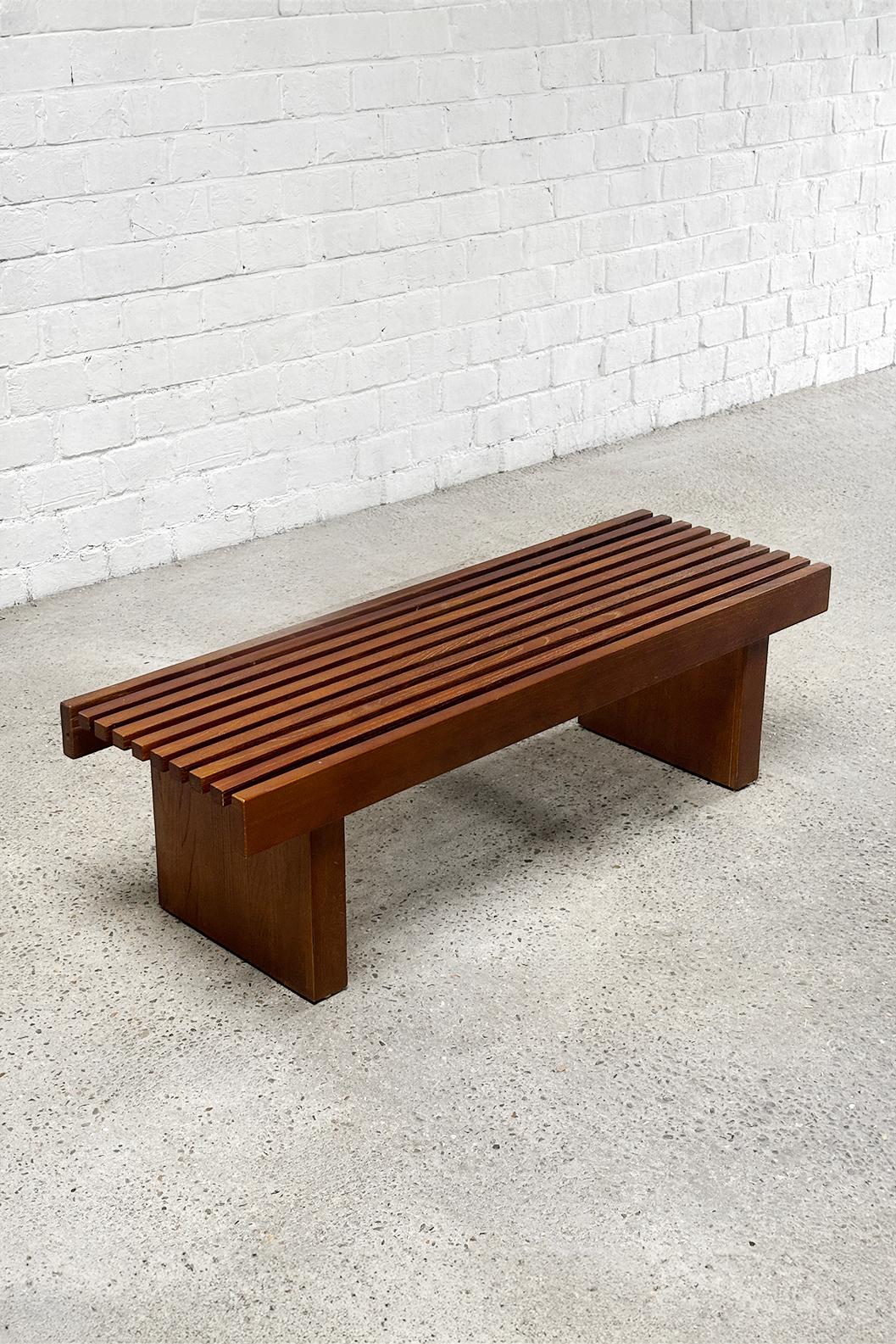 Slatted Wooden Bench or Coffee Table in the Style of Charlotte Perriand 1