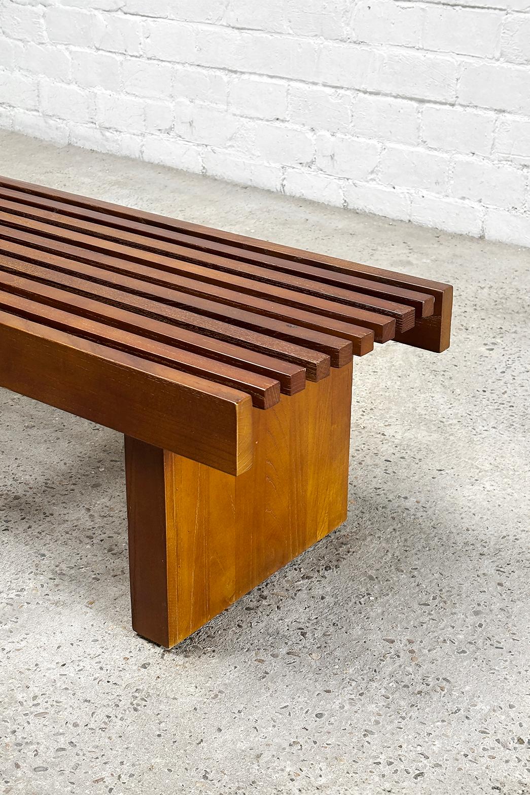 Slatted Wooden Bench or Coffee Table in the Style of Charlotte Perriand 2