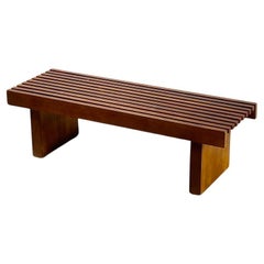 Slatted Wooden Bench or Coffee Table in the Style of Charlotte Perriand