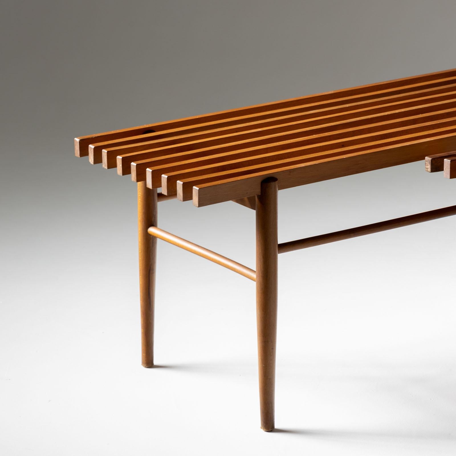 Modern Slatted Wooden Benches, Italy Mid-20th Century For Sale