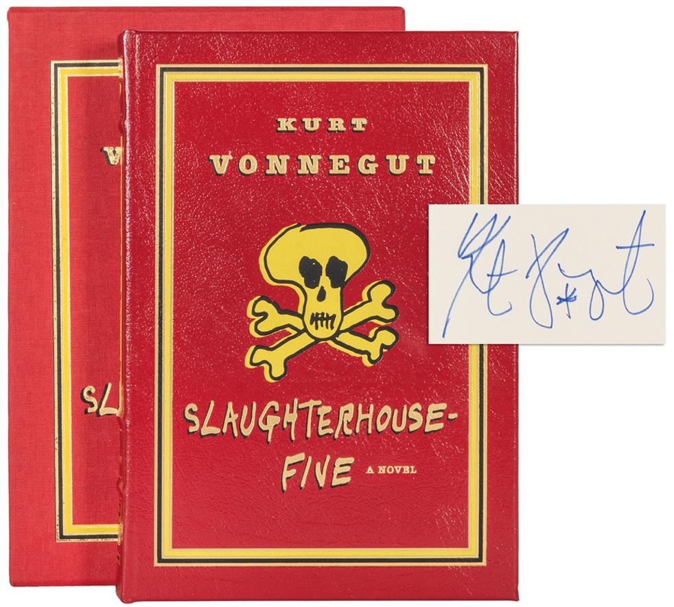 Vonnegut, Kurt. Slaughterhouse–Five; or, The Children’s Crusade: A Duty–Dance with Death. Norwalk: The Easton Press, [2007]. Illustrated by Dennis Lyall. Limited Edition, Number 312 of 850, Signed by Vonnegut on the limitation page. Large 8vo.