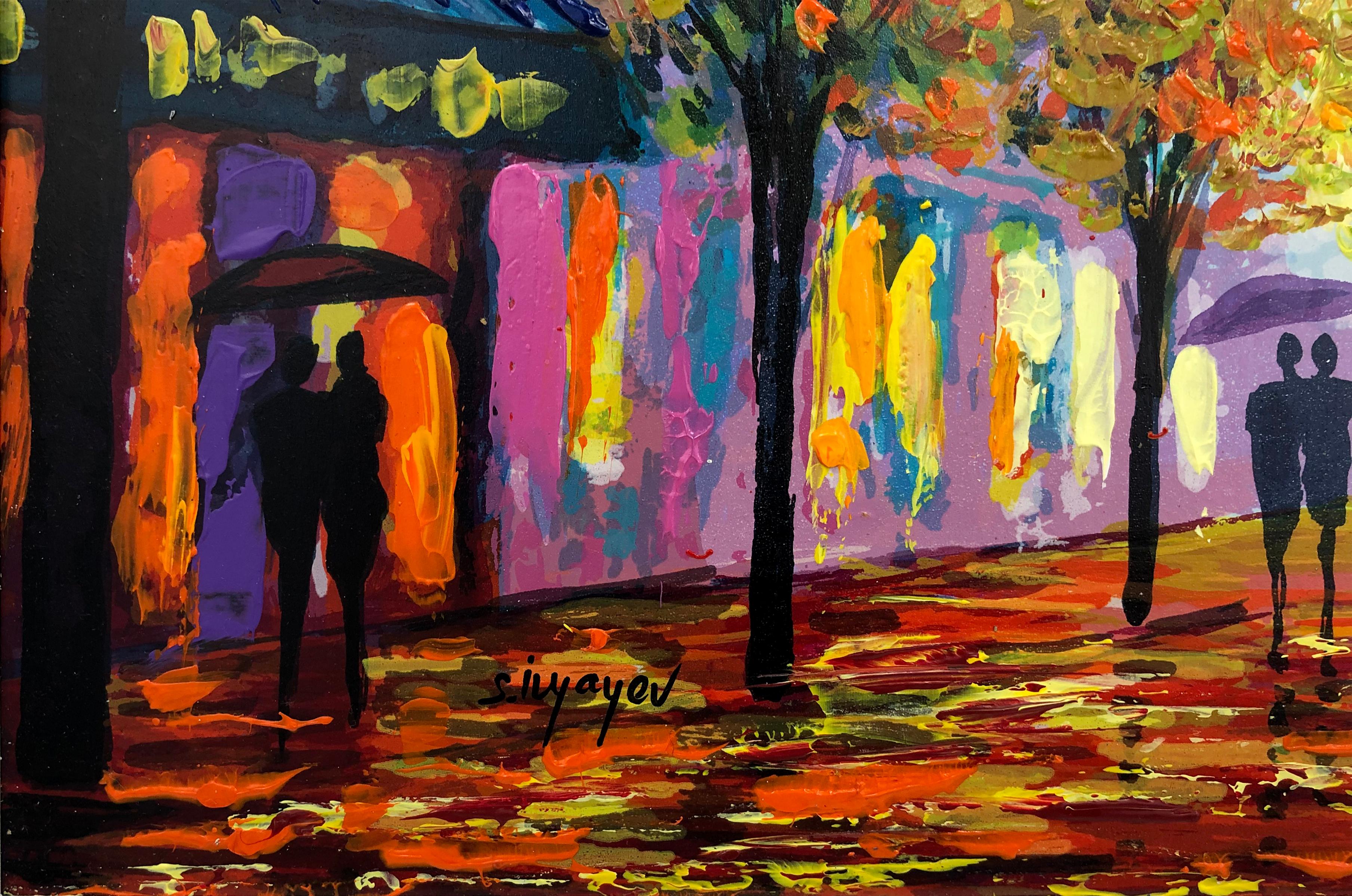 Caught in the Rain (embelli sur panneau) - Print de Slava Ilyayev