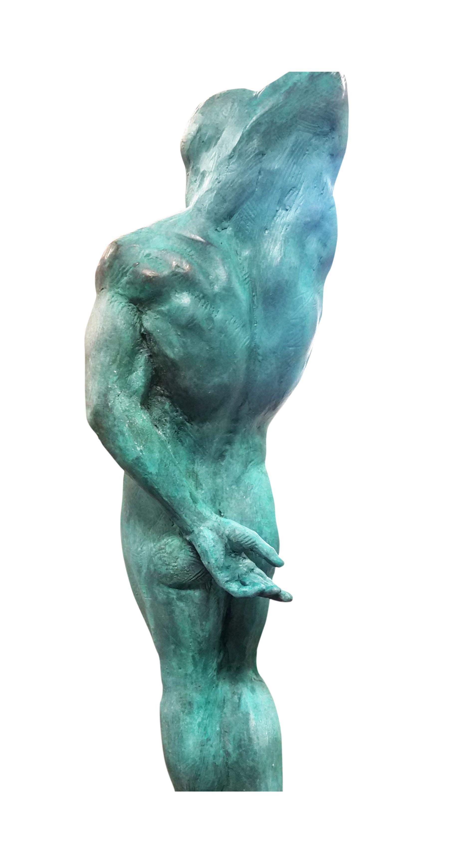 Klassische Nude-Bronze-Serie „non-finito“ von Michelangelo, grüne Patina (Klassisch-griechisch) im Angebot