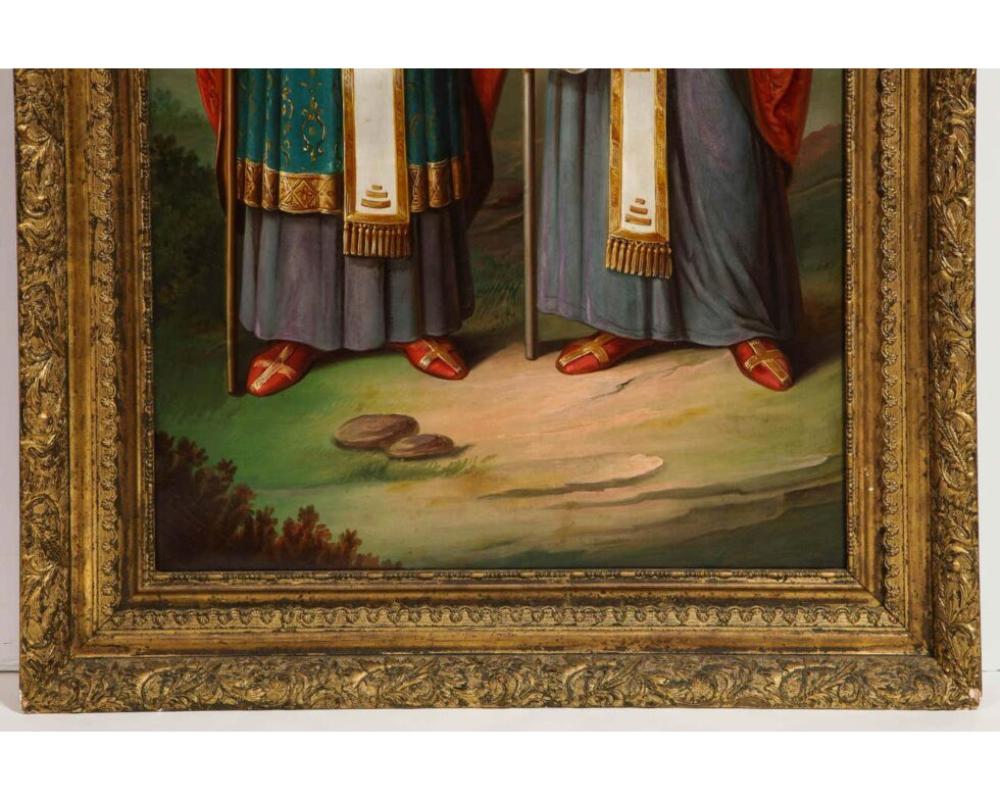 (Slavic School, 19. Jahrhundert) Ein großes Ölgemälde „Saints Cyril und Methodius“ im Zustand „Hervorragend“ im Angebot in Queens, NY