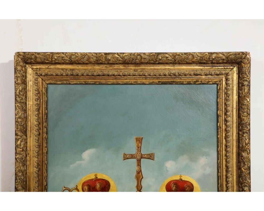 (Slavic School, 19. Jahrhundert) Ein großes Ölgemälde „Saints Cyril und Methodius“ (Leinwand) im Angebot