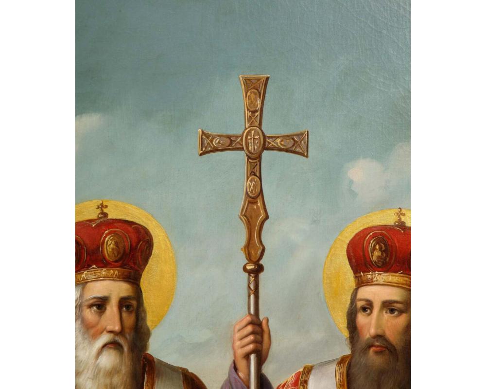 (Slavic School, 19. Jahrhundert) Ein großes Ölgemälde „Saints Cyril und Methodius“ im Angebot 2