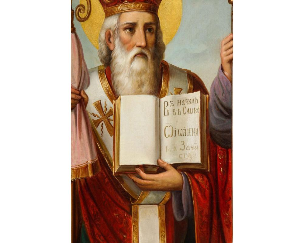 (Slavic School, 19. Jahrhundert) Ein großes Ölgemälde „Saints Cyril und Methodius“ im Angebot 4